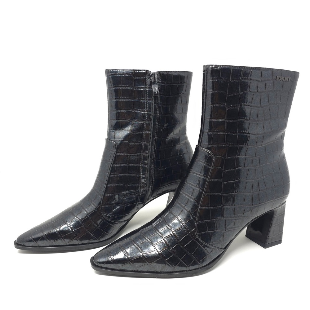DKNY Sunny Evening Grey Kitten Heel Boot Leather